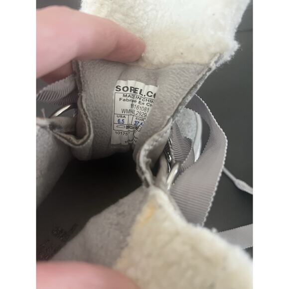 Sorel Grey Felt Sherpa Lining Short Winter Boot Women’s 6.5 Lace Up - Picture 11 of 12